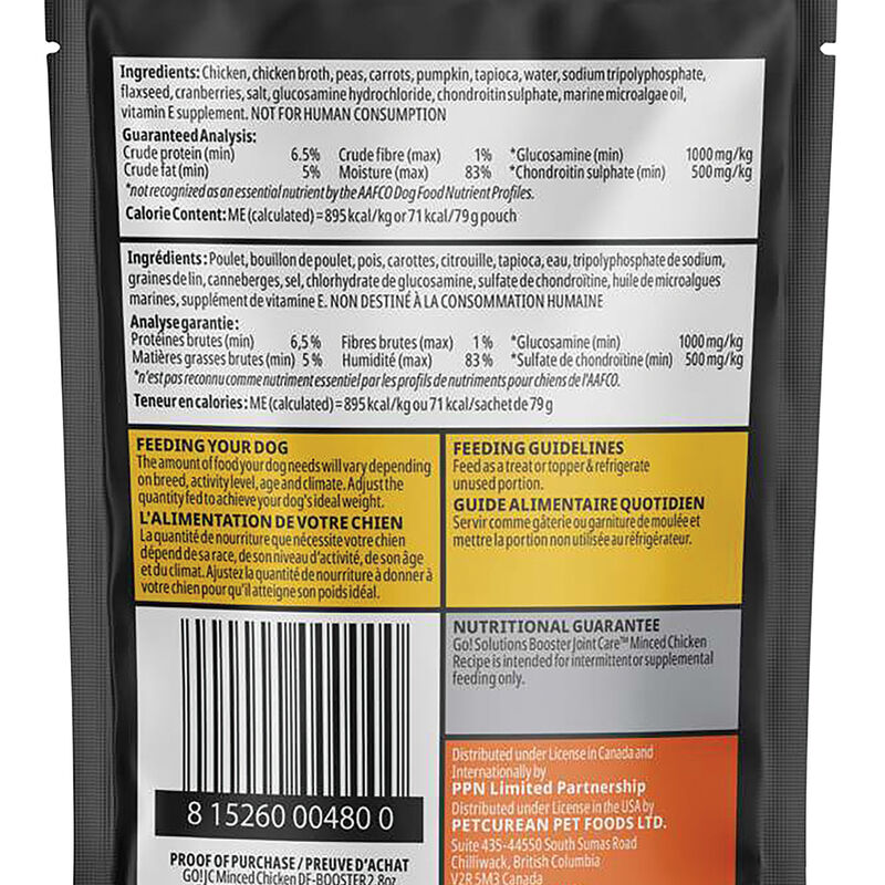 GO! SOLUTIONS,  BOOSTER Joint Care Minced Chicken with gravy - 78 g - Wet Dog Food image number null