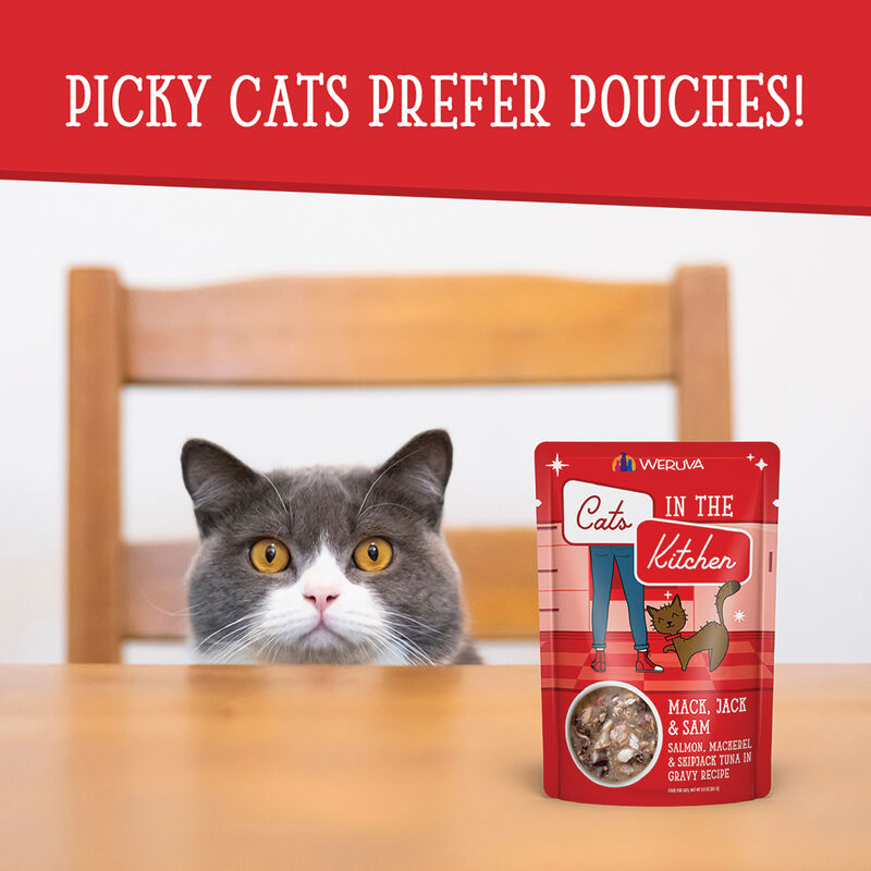 Weruva, Pouch, Feline Adult - Mack, Jack & Sam - 85 g - Shreds - Wet Cat Food image number null