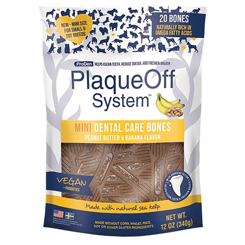 PlaqueOff, Dental Bones - Mini Peanut Butter & Banana - 340 g image number null