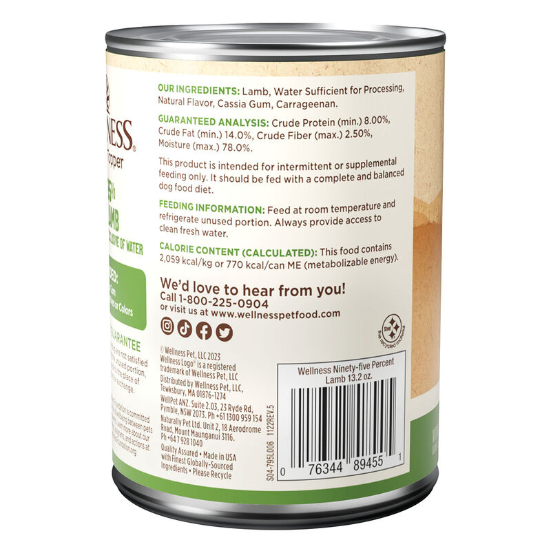 Wellness, Canned Dog Food, Mixers & Toppers, 95% Lamb - 13 oz - Wet Dog Food image number null