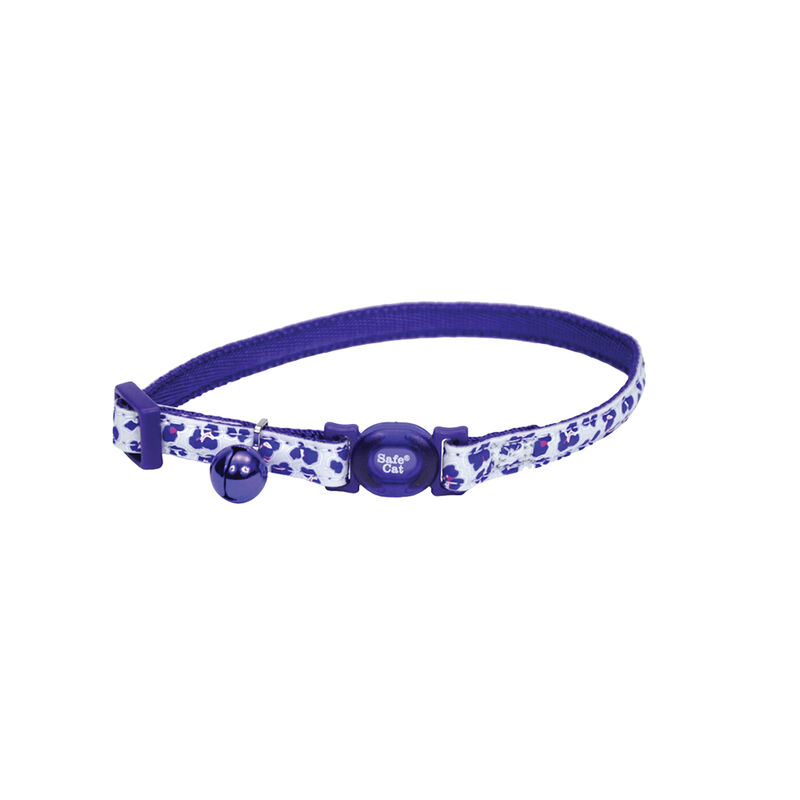 Cat Collar Adjustable Breakaway - Glow Purple Leopard 3/8x8-12" image number null