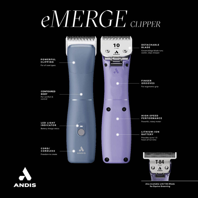 Andis, eMERGE Cord/Cordless Clipper - Purple - Grooming Clipper image number null
