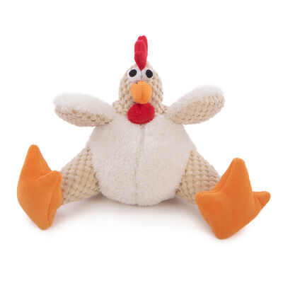 goDog Checkers Fat White Rooster - Dog Toy