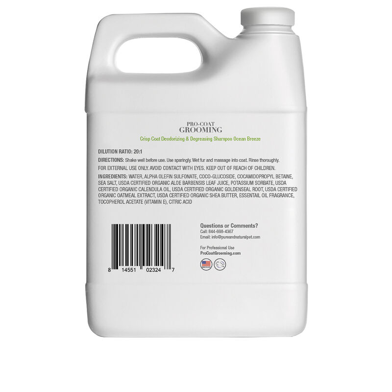 Pro Coat Grooming, Crisp Coat Deodorizing & Degreasing Shampoo - Ocean Breeze - 1 Gallon image number null