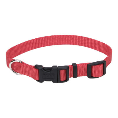 Adjustable Dog Collar with Plastic Buckle, Red, Medium - 1" x 14"-20"