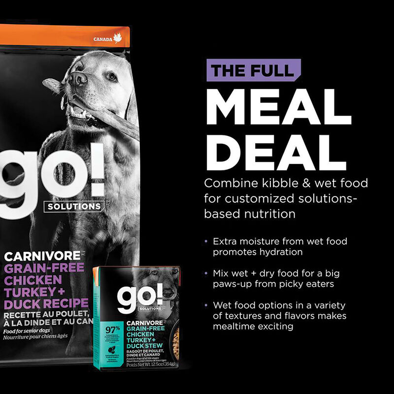 GO! SOLUTIONS CARNIVORE Grain Free Chicken, Turkey + Duck Senior Recipe for dogs image number null