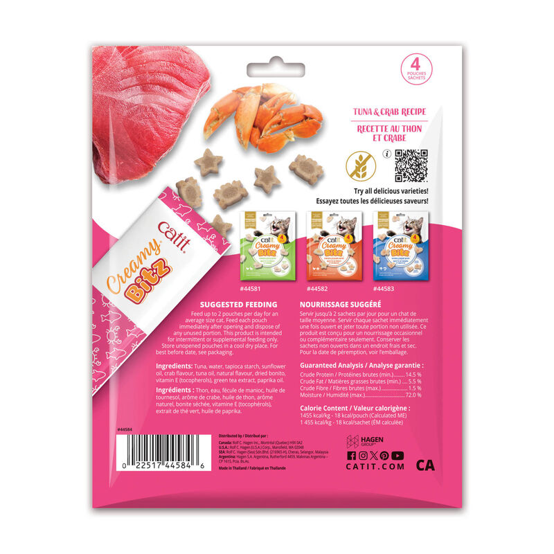 Catit, Creamy Bitz Tuna & Crab Recipe &ndash; 4x12 g Cat Treat image number null