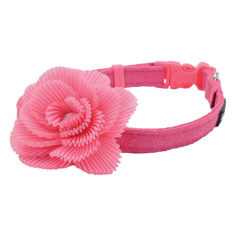 Microfiber Collar, Pink with Pink Flower, Petite Small - 3/8" x 8"-12" image number null