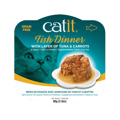 Catit, Grain Free - Fish Dinner with Layer of Tuna & Carrots - Wet Cat Food