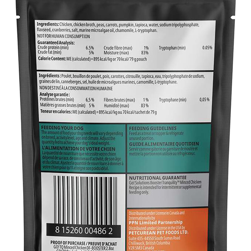 GO! SOLUTIONS,  BOOSTER Tranquility  Minced Chicken with gravy - 78 g - Wet Dog Food image number null