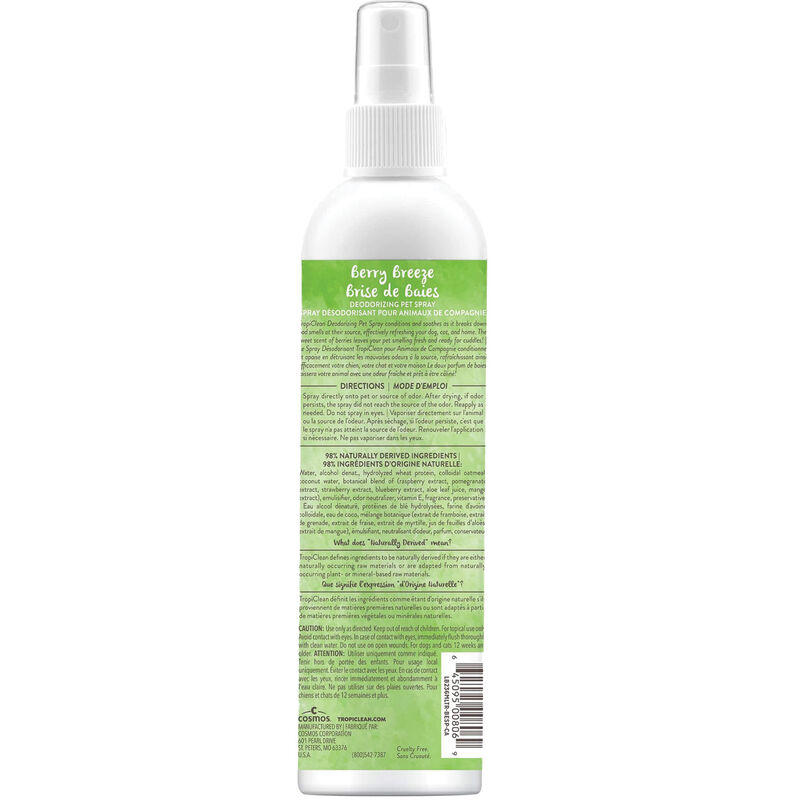 Tropiclean, Berry Breeze Deodorizing Spray for Pets - 8 oz image number null