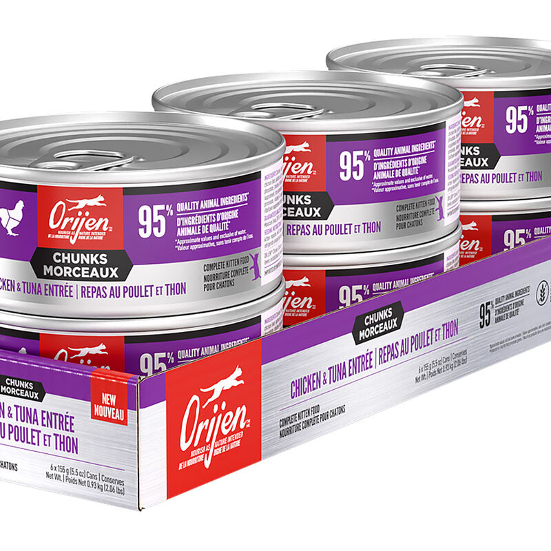 Orijen, Can, Kitten, Chunks Chicken & Tuna Entree for Kittens, 155g image number null