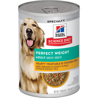 Science Diet, Adult Perfect Weight Hearty Vegetable & Chicken Stew Canned Dog Food for healthy weigh