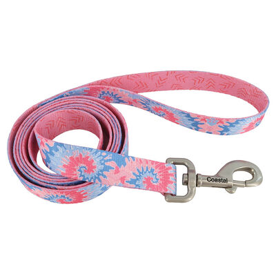 Dog Leash, Pink Tie Dye with Pink Arrows, Medium/Large - 1" x 6'