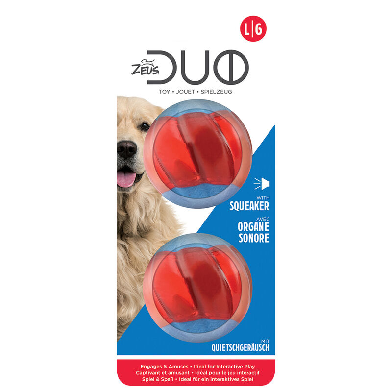 Zeus, Duo Ball - Squeaker - Large - 2pk image number null