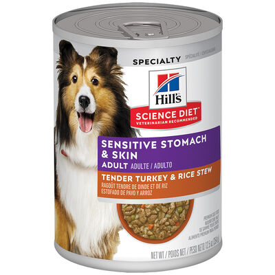 Science Diet, Adult Sensitive Stomach & Skin Tender Turkey & Rice Stew Canned Dog Food, 363 g - Wet 