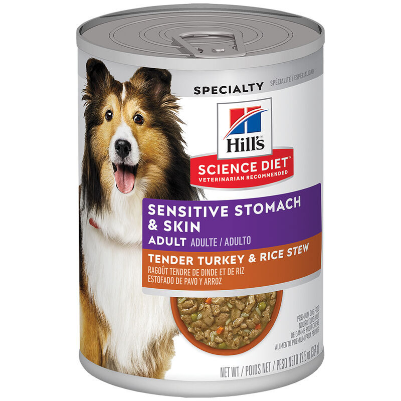 Science Diet, Adult Sensitive Stomach & Skin Tender Turkey & Rice Stew Canned Dog Food, 363 g - Wet  image number null