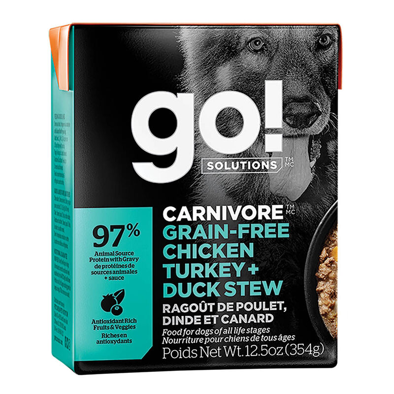 GO! SOLUTIONS, CARNIVORE Grain Free Chicken, Turkey + Duck Stew for dogs - Wet Dog Food image number null