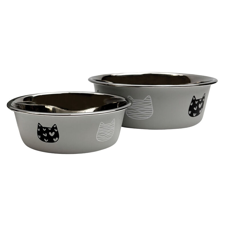 Brigade Printed Cat Bowl -  Light Gray image number null