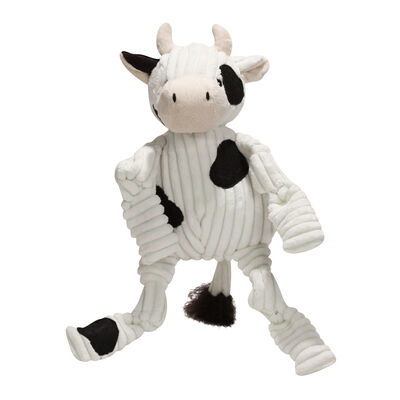 Huggle Hounds, Corduroy Sock Knottie Cow - White/Black - Large