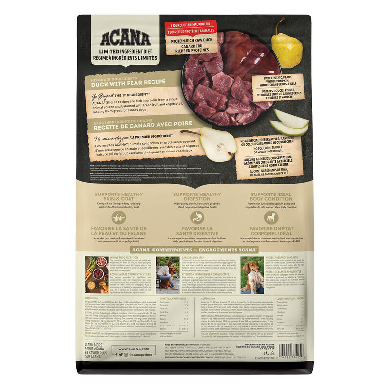 Acana, Adult - Singles Duck & Pear - Dry Dog Food image number null