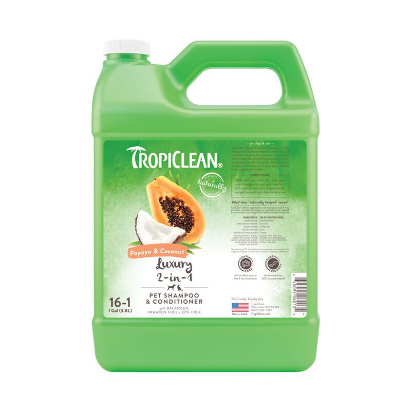 Tropiclean, Papaya & Coconut 2-in-1 Shampoo image number null
