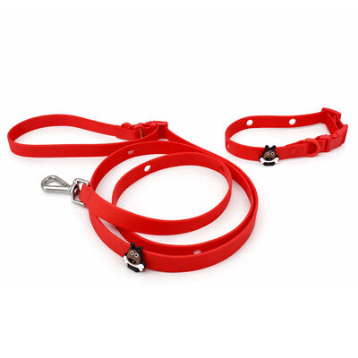 Meow & Woof, Collar and Leash Set - Red