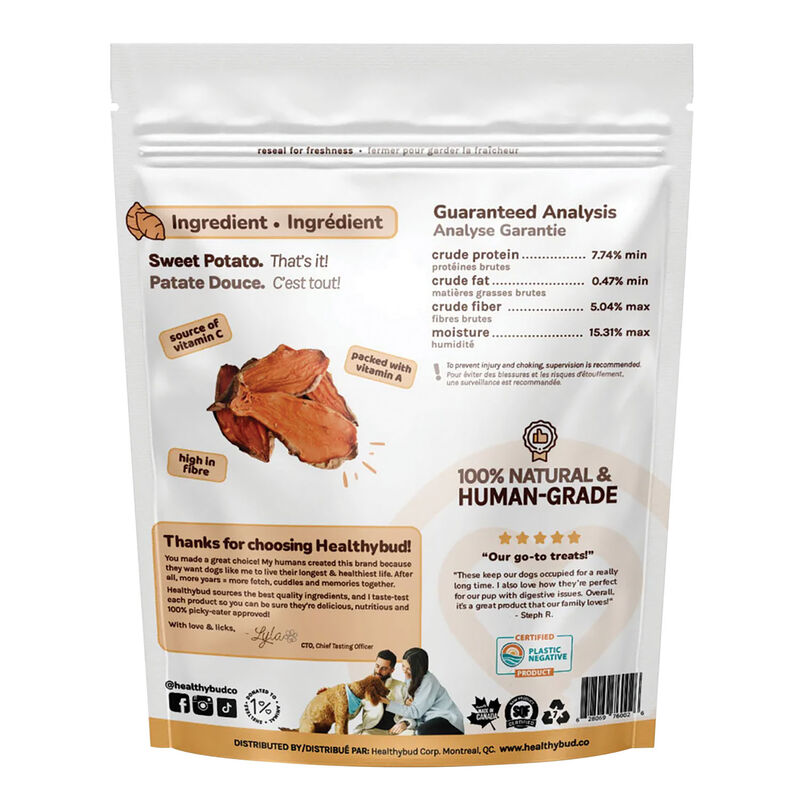 Healthybud, Sweet Potato Chews - Natural Dog Treat image number null