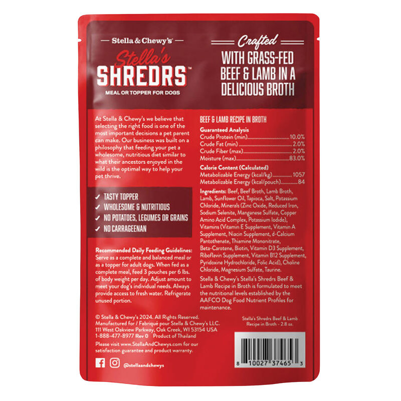 Stella & Chewy's Shredrs Grass Fed Beef & Lamb Recipe &ndash; Dog Wet Food image number null