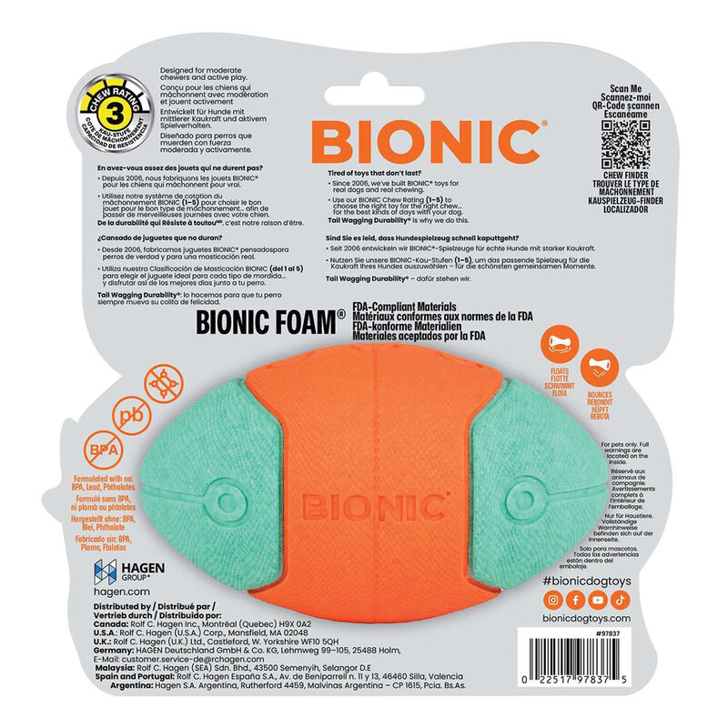 Bionic Super Squeak Football Dog Toy image number null