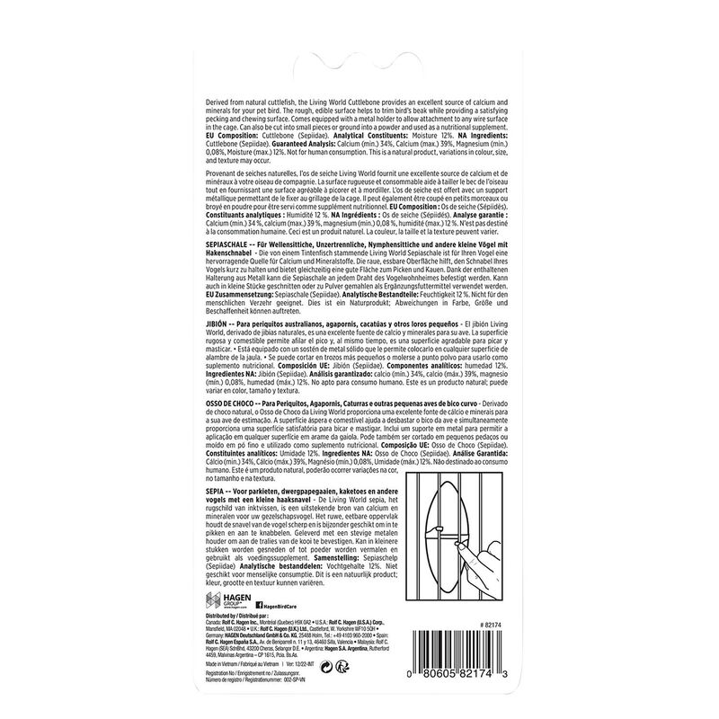 Living World, Cuttlebone with Holder &ndash; Bird Supplement image number null