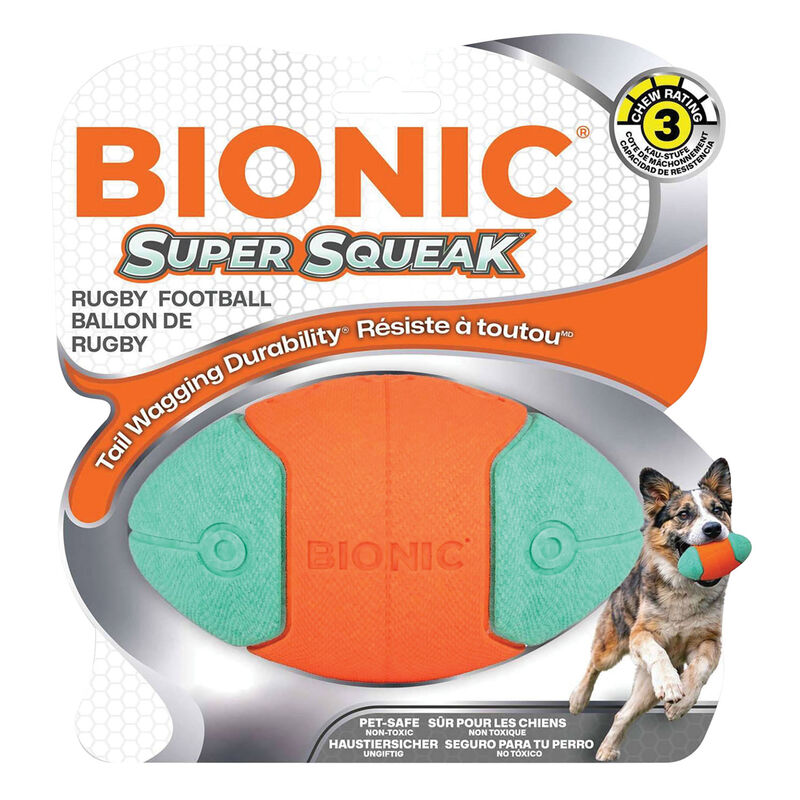 Bionic Super Squeak Football Dog Toy image number null