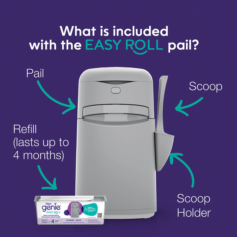 Litter Genie, Easy Roll Cat Litter Disposal System, Scoop, Holder & Refill (Up To 4 Months) image number null