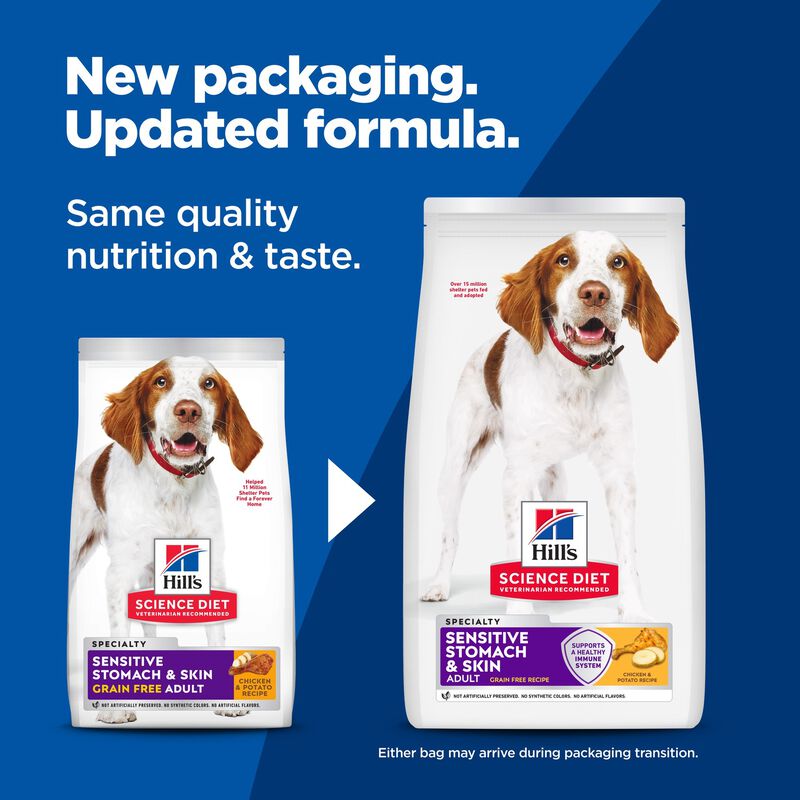 Science Diet, Adult Sensitive Stomach & Skin Grain Free Chicken & Potato Recipe Dry Dog Food, 24 lb  image number null