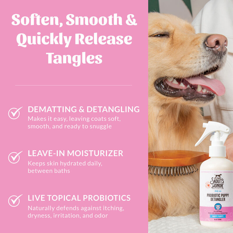 Skouts Honor, Happy Puppy Detangler - Lilac - 8 oz image number null