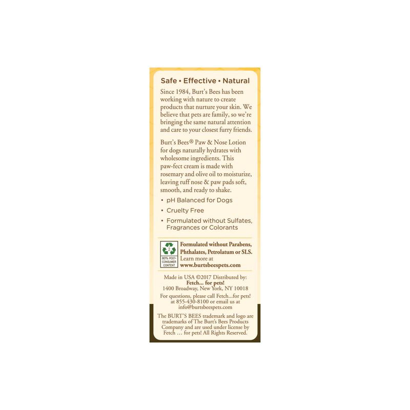 Burt's Bees, Paw and Nose Dog Lotion - 120 ml image number null