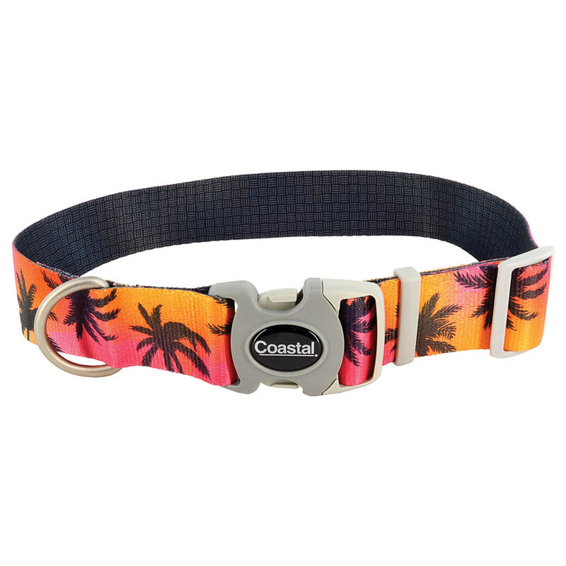 Adjustable Dog Collar, Sunset Palms with Black Grid, Medium - 1" x 12"-18" image number null