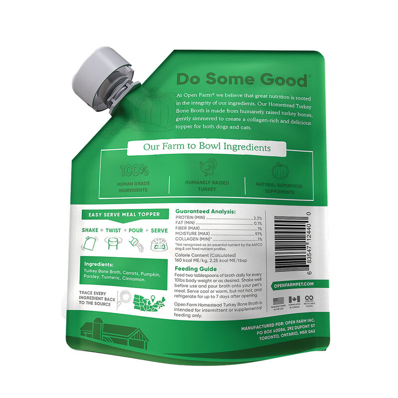 Open Farm, Bone Broth-Canine & Feline-Homestead Turkey-340 g image number null