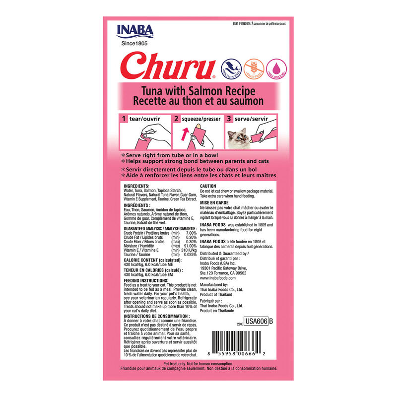 Churu Cat Treats, Tuna with Salmon - 56 g x 4 Tubes image number null
