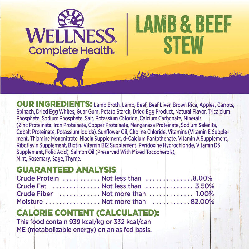 Wellness, Canned Dog Food, Chunks & Gravy, Lamb & Beef Stew with Brown Rice & Apples - 12.5 oz - Wet image number null