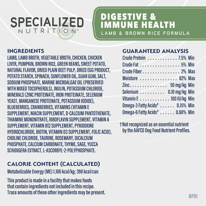 Natural Balance, Specialized Nutrition - Digestive & Immune Health Lamb & Brown Rice Formula - Wet D image number null