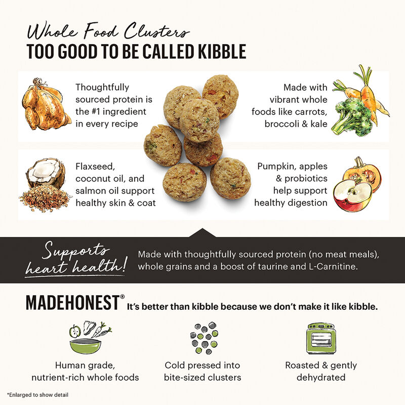 The Honest Kitchen, Whole Food Clusters, Whole Grain Chicken & Oat Recipe - Dry Dog Food image number null