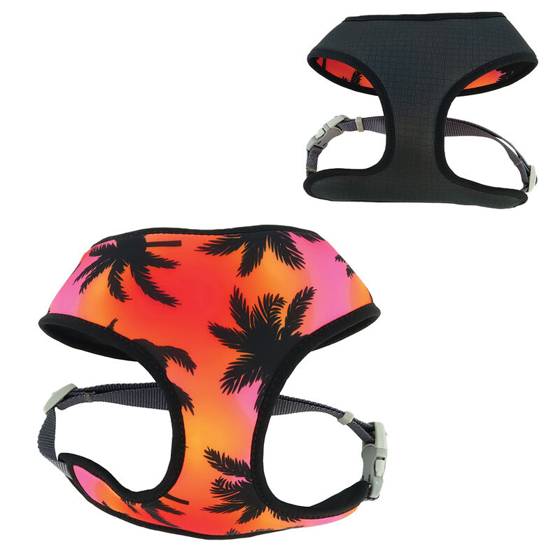 Reversible Dog Harness, Sunset Palms with Black Grid, SML - 3/4" x 19" - 23" image number null