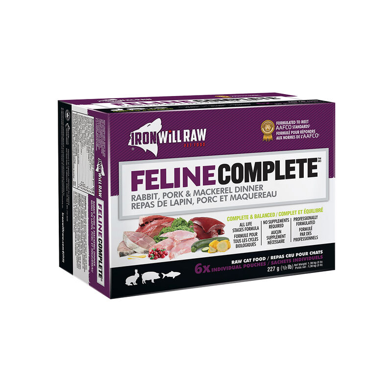 Iron Will Raw, Feline Complete, Rabbit,Pork and Mackerel Dinner - 1.36kg image number null