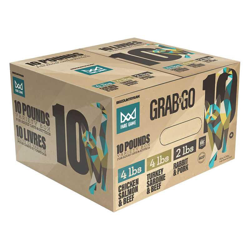 Big Country Raw, Fare Game - Grab N Go Variety Box - 10lb - Frozen Cat Food image number null
