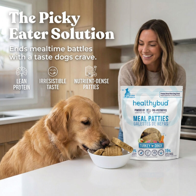 Healthybud, Freeze-Dried Turkey Meal Patties 397g - Freeze Dried Dog Food image number null