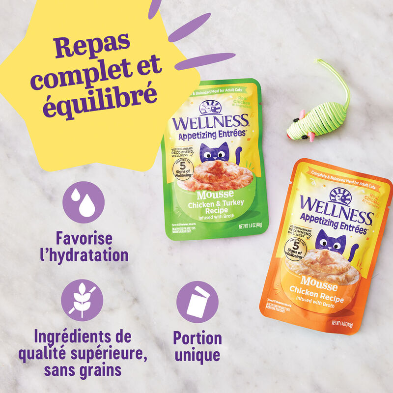 Wellness, Appetizing Entr&eacute;e - Mousse Chicken & Turkey with Broth - Wet Cat Food image number null