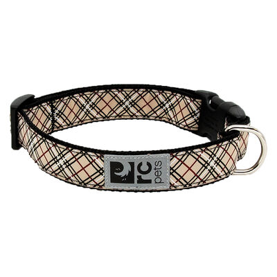 RC Pets, Clip Collar - Tan Tartan - 5/8" Width - X-Small - Dog Collar