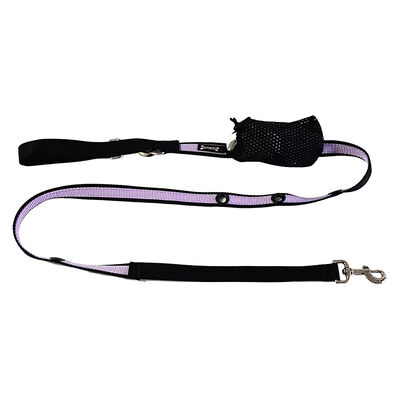 Smoochy Poochy, 2-Tone Nylon Hands Free Leash - Black/Lavendar - 1" x 6'
