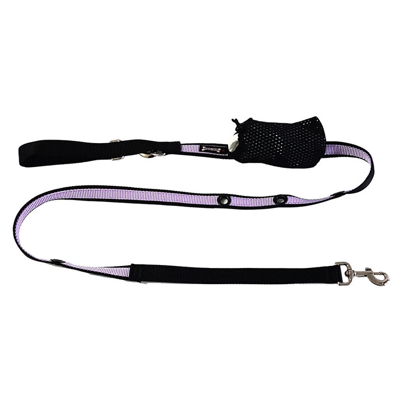 Smoochy Poochy, 2-Tone Nylon Hands Free Leash - Black/Lavendar - 1" x 6' image number null
